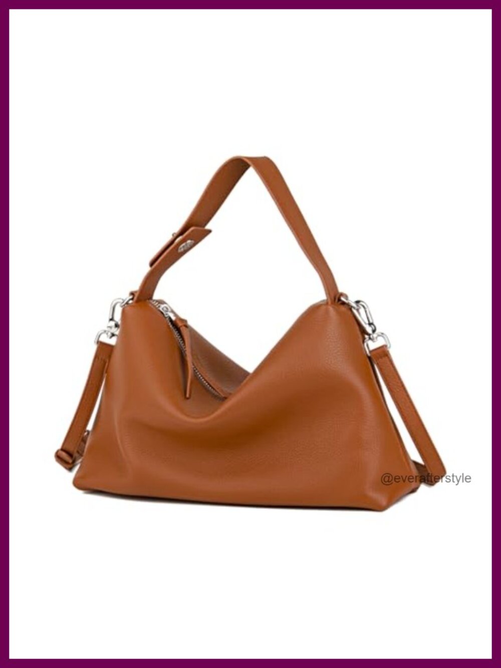 Full Grained Leather Hobo Crossbody Tote Handbag Purse